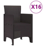 Garden Dining Set 17 pcs Brown Polt rattan