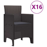 Garden Dining Set 17 pcs Brown Polt rattan