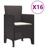 Garden Dining Set 17 pcs Brown Polt rattan