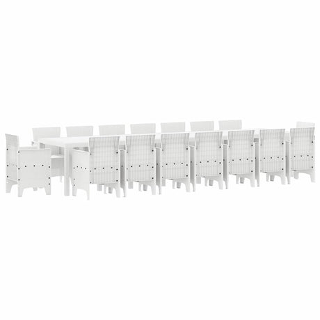 Garden Dining Set 17 pcs White Polt rattan