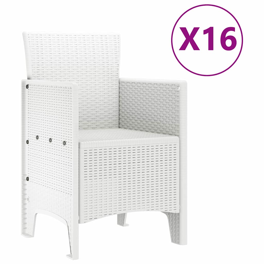 Garden Dining Set 17 pcs White Polt rattan