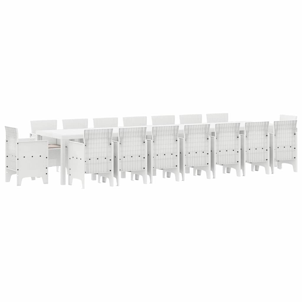 Garden Dining Set 17 pcs White Polt rattan
