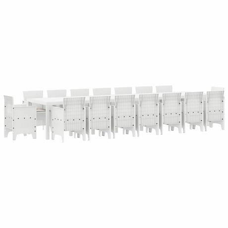Garden Dining Set 17 pcs White Polt rattan