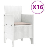 Garden Dining Set 17 pcs White Polt rattan