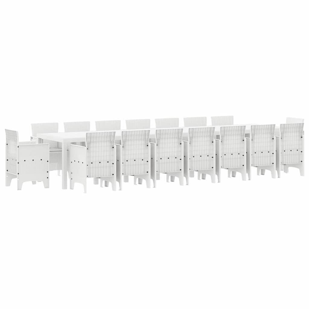 Garden Dining Set 17 pcs White Polt rattan