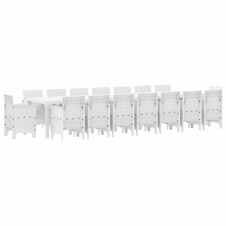 Garden Dining Set 17 pcs White Polt rattan