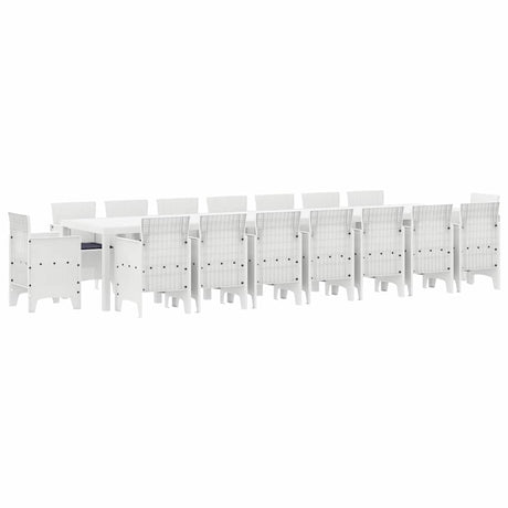 Garden Dining Set 17 pcs White Polt rattan
