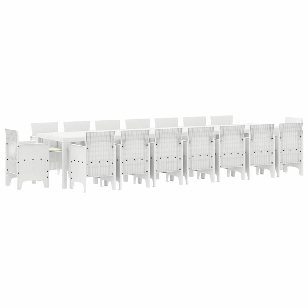 Garden Dining Set 17 pcs White Polt rattan
