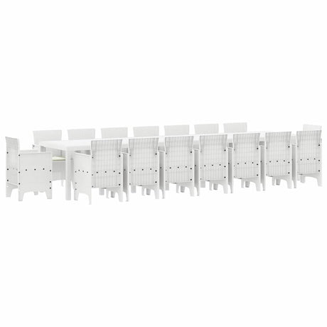 Garden Dining Set 17 pcs White Polt rattan