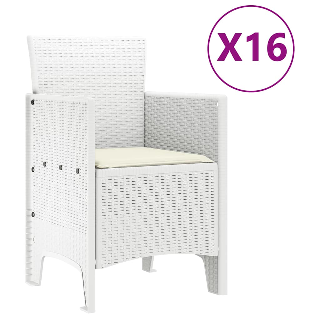 Garden Dining Set 17 pcs White Polt rattan