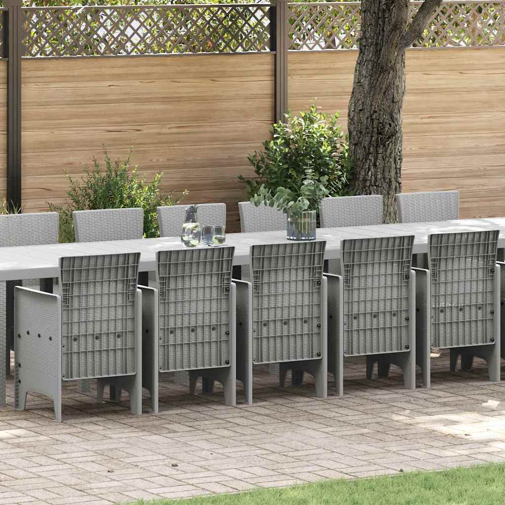 Garden Dining Set 17 pcs Light Grey Polt rattan