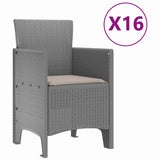 Garden Dining Set 17 pcs Light Grey Polt rattan