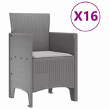 Garden Dining Set 17 pcs Light Grey Polt rattan