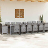 Garden Dining Set 17 pcs Light Grey Polt rattan