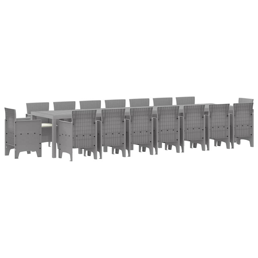 Garden Dining Set 17 pcs Light Grey Polt rattan