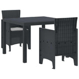 Garden Dining Set 3 pcs Anthracite Polt rattan