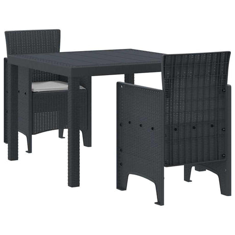 Garden Dining Set 3 pcs Anthracite Polt rattan