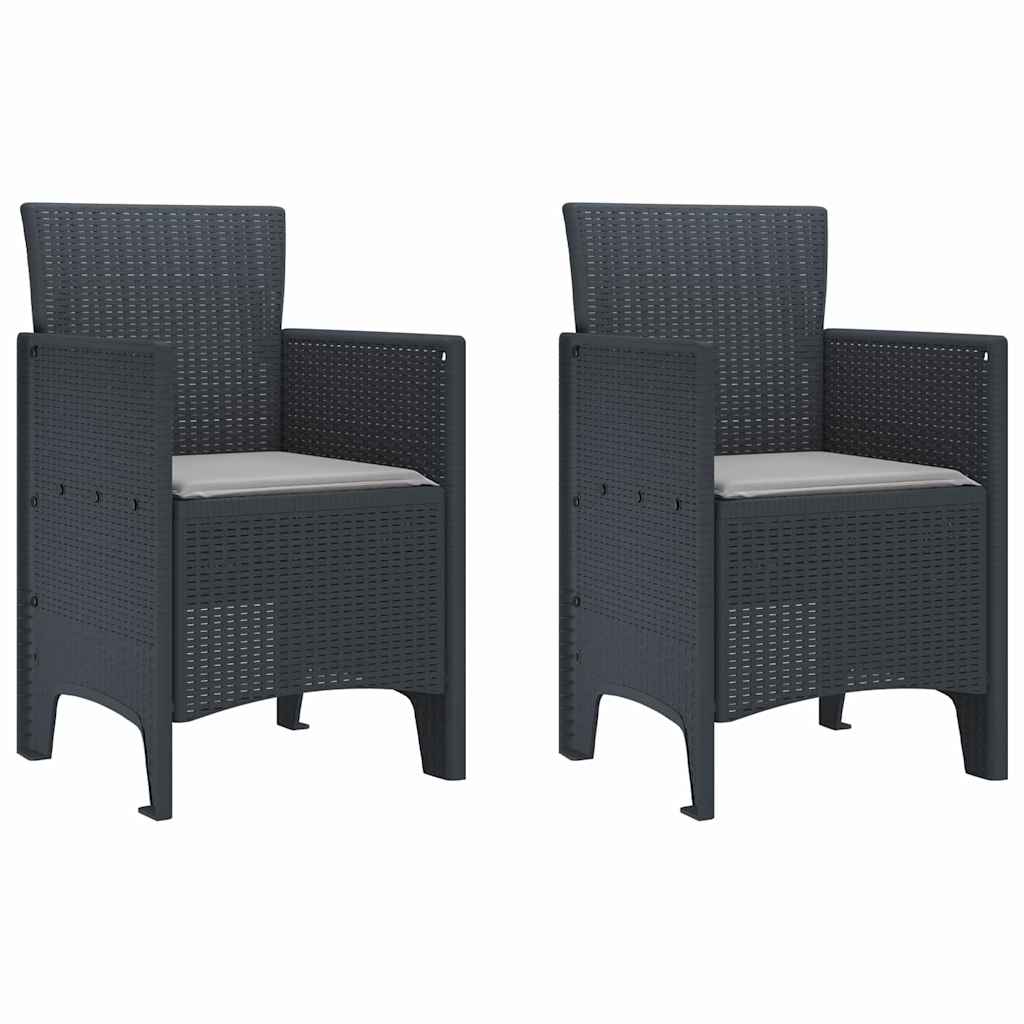 Garden Dining Set 3 pcs Anthracite Polt rattan