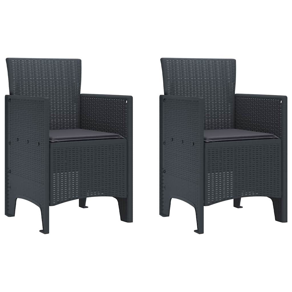 Garden Dining Set 3 pcs Anthracite Polt rattan