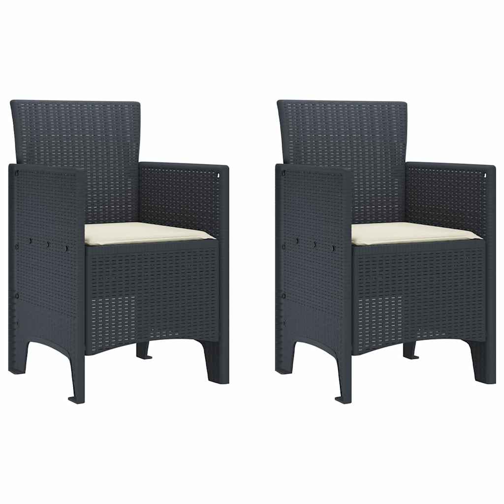 Garden Dining Set 3 pcs Anthracite Polt rattan