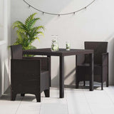 Garden Dining Set 3 pcs Brown Polt rattan