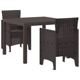 Garden Dining Set 3 pcs Brown Polt rattan