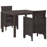 Garden Dining Set 3 pcs Brown Polypropylene