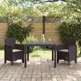 Garden Dining Set 3 pcs Brown Polt rattan