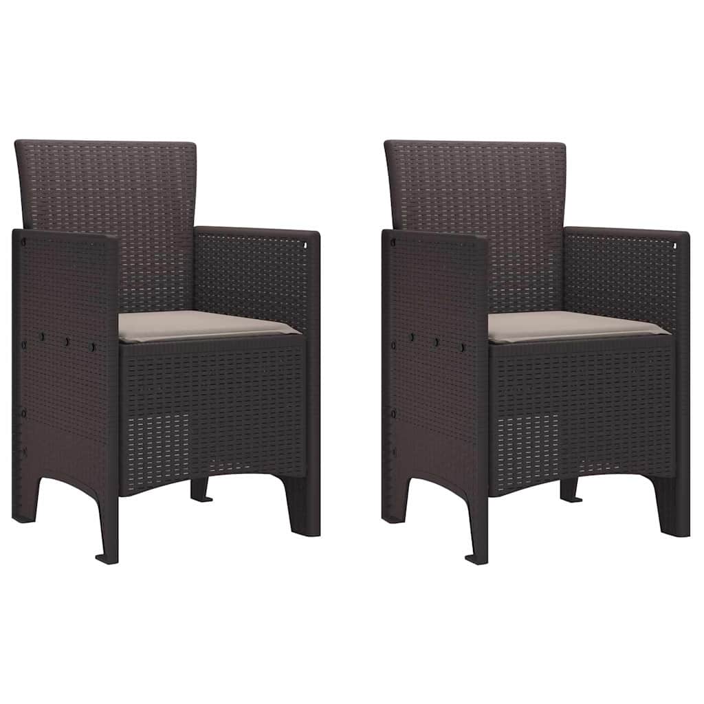 Garden Dining Set 3 pcs Brown Polt rattan