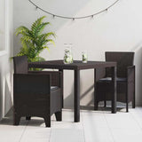 Garden Dining Set 3 pcs Brown Polt rattan