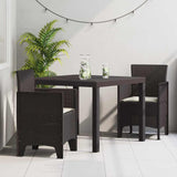 Garden Dining Set 3 pcs Brown Polt rattan