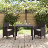 Garden Dining Set 3 pcs Brown Polt rattan