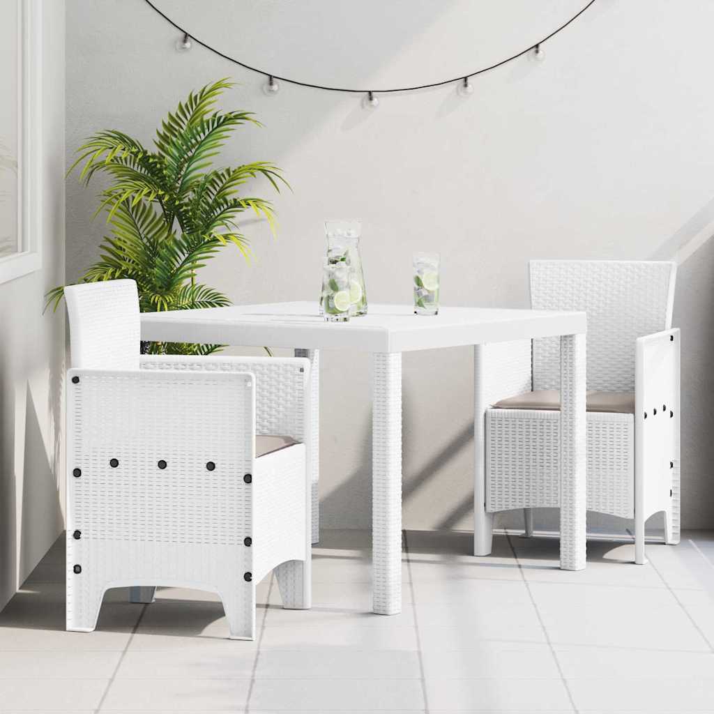 Garden Dining Set 3 pcs White Polt rattan