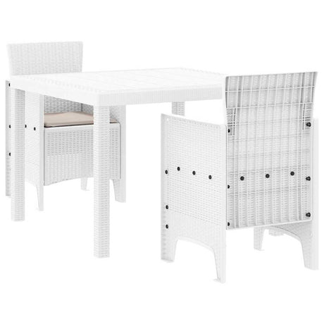 Garden Dining Set 3 pcs White Polt rattan