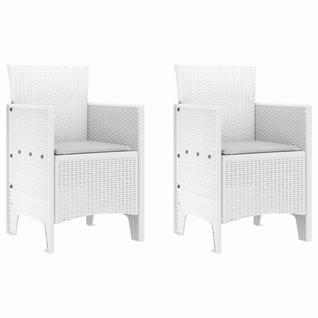 Garden Dining Set 3 pcs White Polt rattan