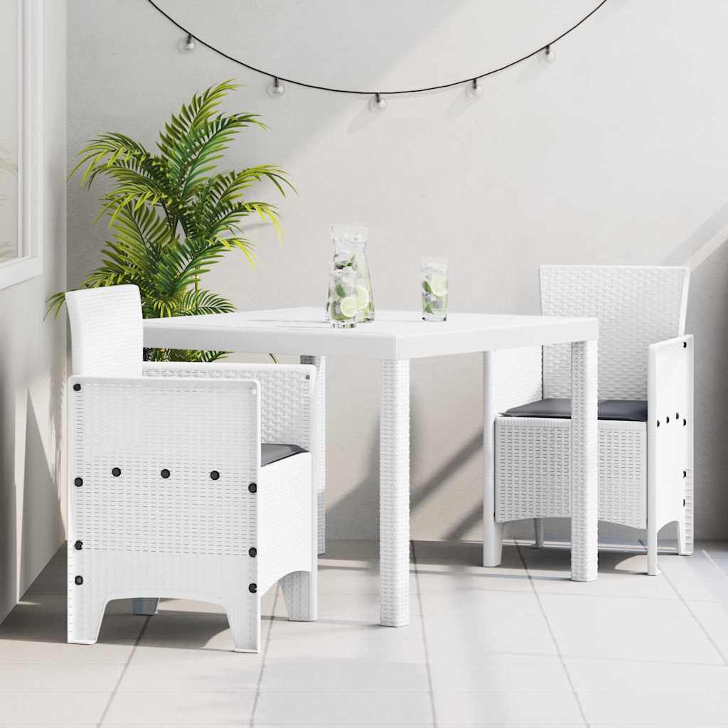 Garden Dining Set 3 pcs White Polt rattan