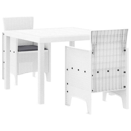 Garden Dining Set 3 pcs White Polt rattan