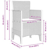 Garden Dining Set 3 pcs Light Grey Polt rattan