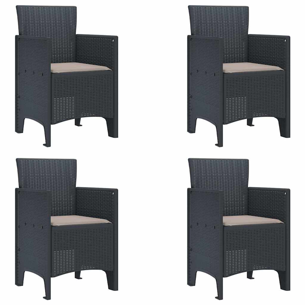 Garden Dining Set 5 pcs Anthracite Polt rattan