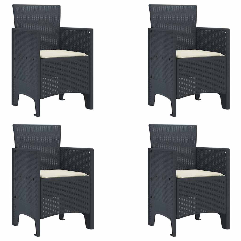 Garden Dining Set 5 pcs Anthracite Polt rattan
