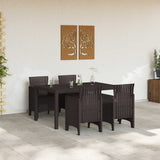Garden Dining Set 5 pcs Brown Polt rattan