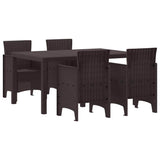 Garden Dining Set 5 pcs Brown Polt rattan