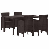 Garden Dining Set 5 pcs Brown Polt rattan