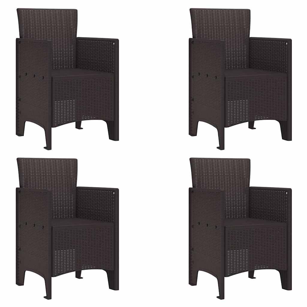 Garden Dining Set 5 pcs Brown Polt rattan