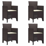 Garden Dining Set 5 pcs Brown Polt rattan