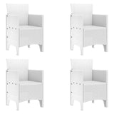 Garden Dining Set 5 pcs White Polt rattan