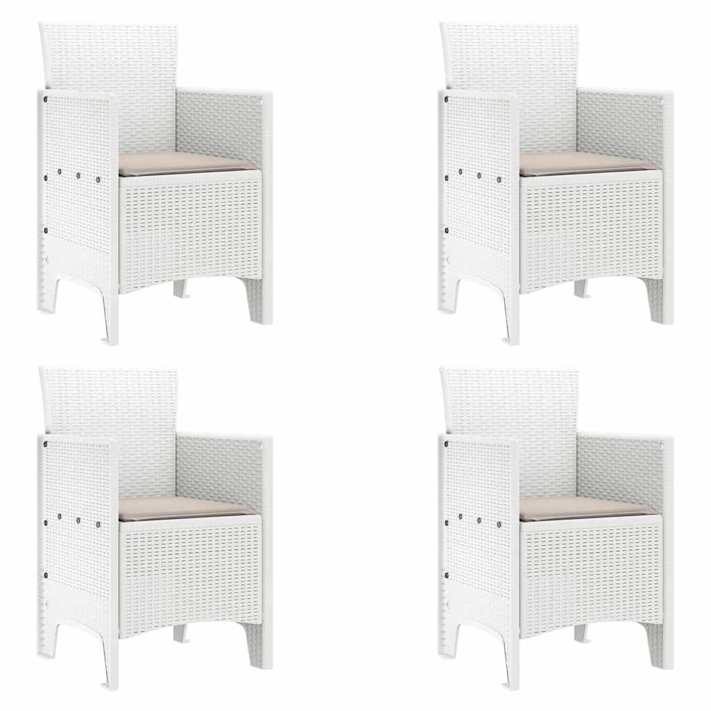 Garden Dining Set 5 pcs White Polt rattan