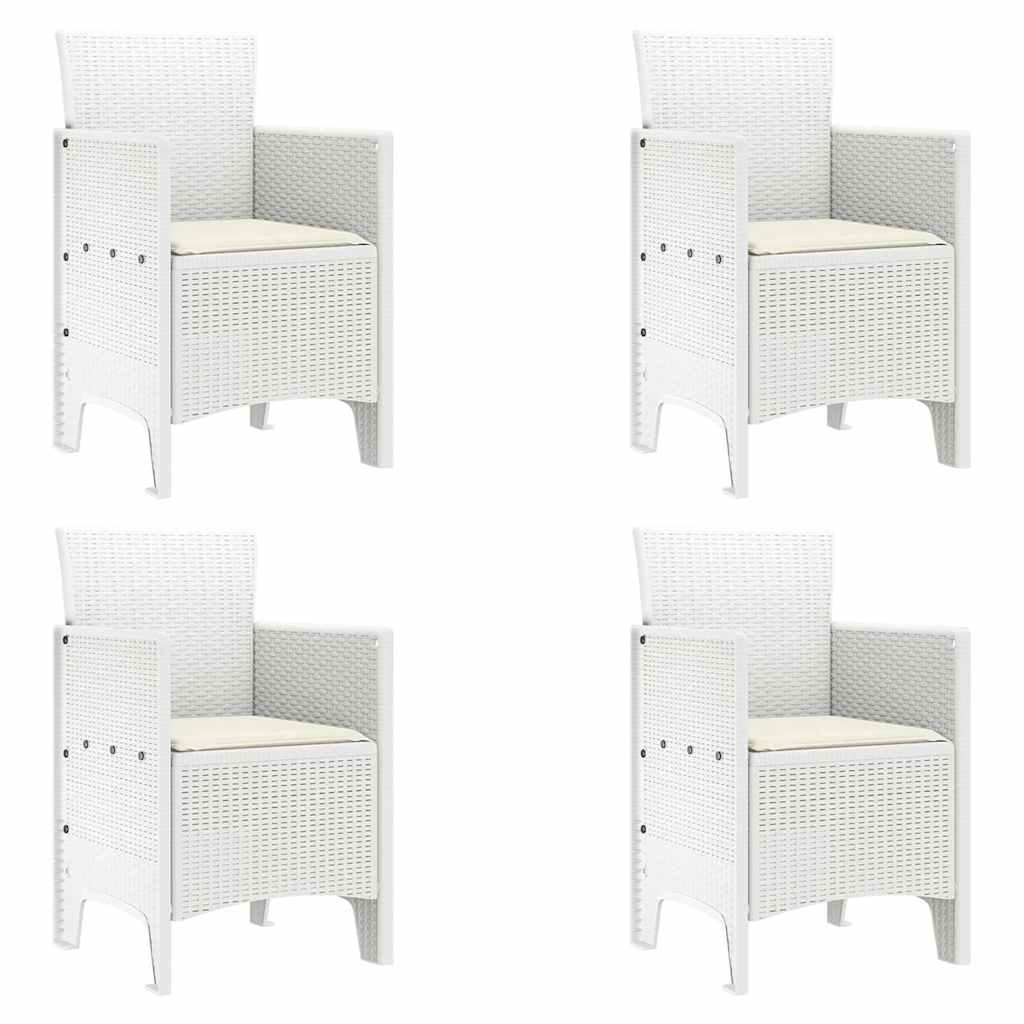 Garden Dining Set 5 pcs White Polt rattan
