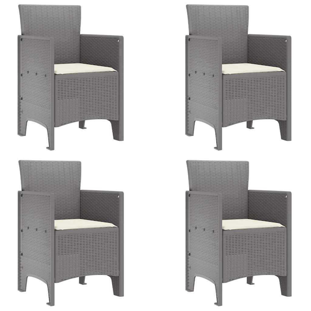 Garden Dining Set 5 pcs Light Grey Polt rattan