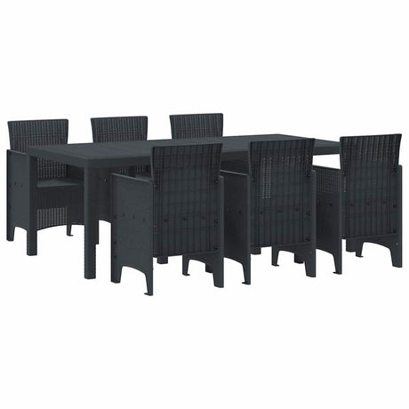 Garden Dining Set 7 pcs Anthracite Polt rattan